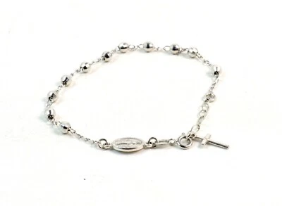 Bracciale Rosario a maglia morbida in Argento 925. Made in Italy - Immagine 1 di 2