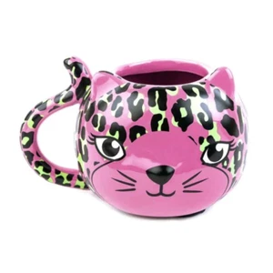 Sourpuss Pink Leopard Cat Mug Alternative Spooky Gothic Kitchen & Homewares - Picture 1 of 7