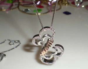 Jane Seymour SS 10K RG 1/15ct Open Hearts *MOM* Diamond Necklace ๐ KAY Jeweler - Picture 1 of 23