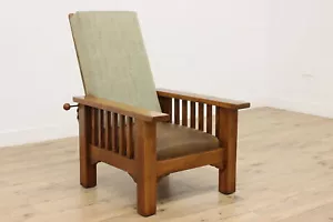 Craftsman Antique Oak Morris Reclining Chair Leather Seat #53697 - Picture 1 of 20