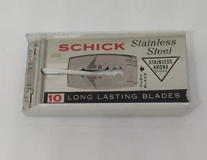 Vintage Double Edge Blades in Original Case Schick Stainless Steel Krona 10 NR - Picture 1 of 2