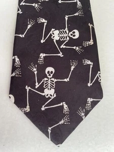 Mens Tie Skeleton Studio Necktie Tie Polyester Black Dancing Skeleton 60" - Picture 1 of 4