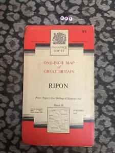 Vintage Ordnance Survey map , 1962 , Hiking , Walking , Rambling RIPON - Picture 1 of 3