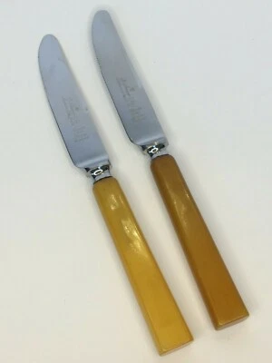 B Thomas & Co Makers Sheffield Stainless Steel Bakelite Knife MCM Lot 2 Knives - Image 1 of 3