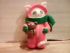 Vintage Fun World 2 Inch Tall Cat with Teddy Bear Christmas Pin. EX
