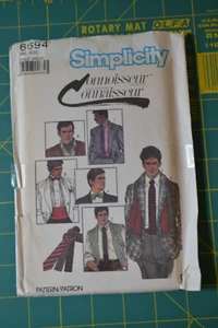 Simplicity 6694 sewing pattern, mens accessories - tie scarf cummerbund - Picture 1 of 2