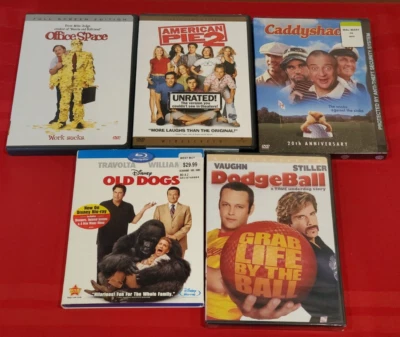 Comedy DVD/Blu-Ray Lot Office Space Dodge Ball Old Dogs Caddyshack American Pie Foto 1 de 4