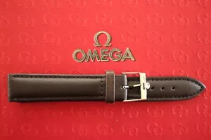 CINTURINO OROLOGIO VITELLO CERA LISCIA MARRONE FIBBIA ARGENTO 18 MM CINTURINO PER OMEGA - Foto 1 di 5
