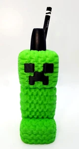 Tazza matita 5" MINECRAFT Knit Creeper - clip rampicante - organizer scrivania uncinetto - Foto 1 di 4