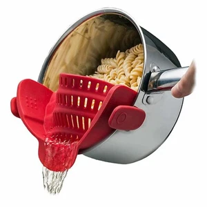 Kitchen Gizmo Snap 'n Strain Pot and Pasta Strainer Adjustable Silicone Red - Picture 1 of 7