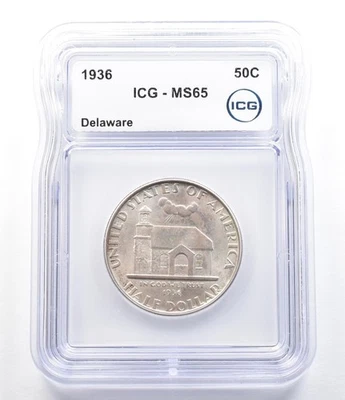 1936 Delaware Commemorative Half Dollar MS65 ICG *6947 - Image 1 of 3