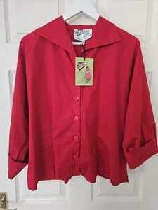 Vivien of Holloway Shirt Raglan Blouse Red Size 24 P2P 24.5" New With Tags - Picture 1 of 17