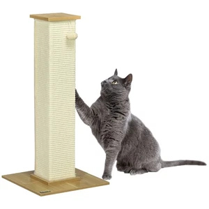 PawHut 80cm Sisal Rope Scratching Post, Cat Scratching Post - White - Picture 1 of 11
