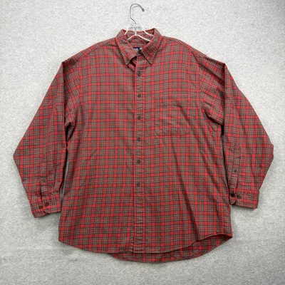 Viyella Lands End Shirt Mens Large 16.5 Red Green Plaid Flannel Wool Blend Retro - Image 1 of 4