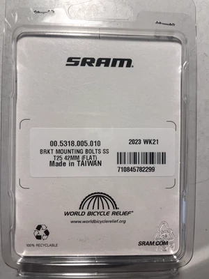 SRAM Flat Mount Disc Caliper Bracket Bolts 42mm T25-NIB - Image 1 of 2