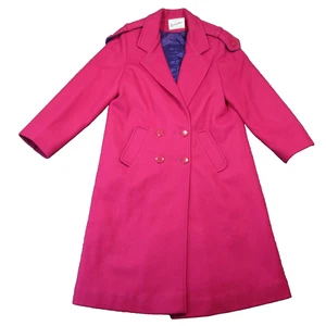 Vtg Rothschild Long Peacoat Girls 10 Hot Pink Double Breasted Preppy Luxury 60s - Picture 1 of 10