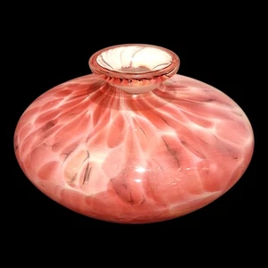 Vintage Mottled Swirled White Pink Speckled Squashed Bud Base Perfume Bottle - Picture 1 of 7