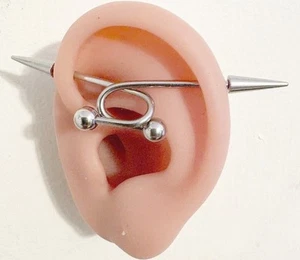 INTERLOCKING BARS INDUSTRIAL BARBELL 316L Surgical Steel 14g 1-1/2" Length. - Picture 1 of 15