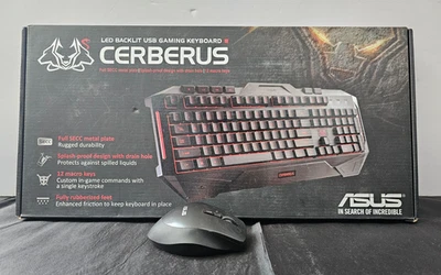 ASUS Cerberus Wired Gaming Keyboard Backlit w/ Wireless USB Mouse - Image 1 of 4