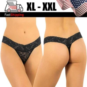 Tanga parte inferior de bikini para mujer encaje cintura ropa interior lencería negra - Imagen 1 de 7