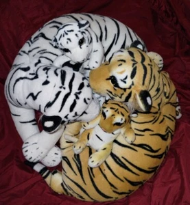 American Furniture Warehouse White & Orange Tigers With Their Cubs Plush 21" RD* - Picture 1 of 16