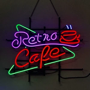 Retro Cafe Coffee Cup Neon Sign Light Shop Open Wall Hanging Nightlight 24"x20" - Picture 1 of 1