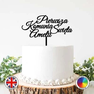 Personalised Pierwsza Komunia Swieta cake topper WOOD ACRYLIC PLASTIC 50+colours - Picture 1 of 71