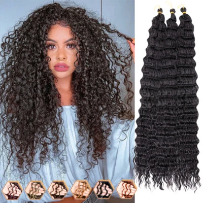 Удлинители для волос 8–28 дюймов Boho Water Wave вязание крючком глубокие волнистые пучки пружинный твист сделано в США - Изображение 1 из 4