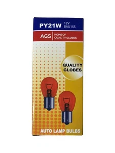AGS PY21W 12V 21W Amber Halogen Light Bulb BAU15S Bayonet Globe (Pack of 10) - Picture 1 of 4