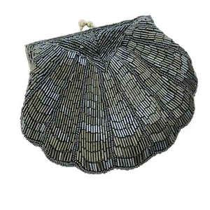 Vintage LaRegale Bag/ Beaded Shoulder or Clutch Bag/Pewter/Silver/ Shell shaped - Picture 1 of 12