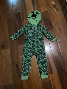 Minecraft One Piece Pajama Set With Hood Creeper Size XS Boy/Girl - Picture 1 of 7