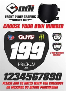 ODI DH MTB Front Number Plate GRAPHIC ONLY Custom Prickly GUTS Surron Talaria - Picture 1 of 3