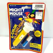 VINTAGE 1981 JARU MIGHTY MOUSE 4-COLOR FLASHLIGHT FACTORY SEALED 1980'S TOY