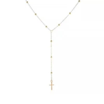 Colar de joias femininas da moda Jesus cruz gota em Y borla estilo bola pingente 0578 - Imagem 1 de 4