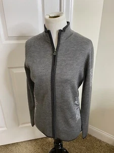Meister Primrose Damenpullover Schneeflocke Wollmischung durchgehender Reißverschluss • Größe M * Neu mit Etikett $ 155 - Bild 1 von 11