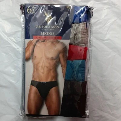 Paquete de 6 bikinis 3XL algodón elástico colores surtidos U.S. Polo Assn para hombre Foto 1 de 4