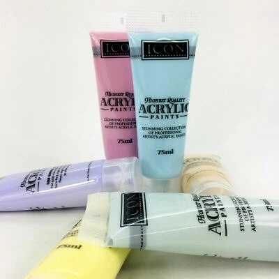 ICON 6 Acrylic Paint Set Art & Craft Acrylic Artist Highest Quality Pastel Paints