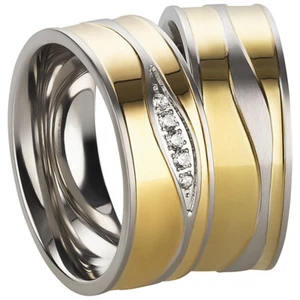 Ring Freundschafts- Partnerringe Verlobungsringe Edelstahl Silber Gold +Gravur - Bild 1 von 6