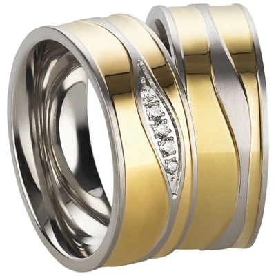 Ring Freundschafts- Partnerringe Verlobungsringe Edelstahl Silber Gold +Gravur - Bild 1 von 4