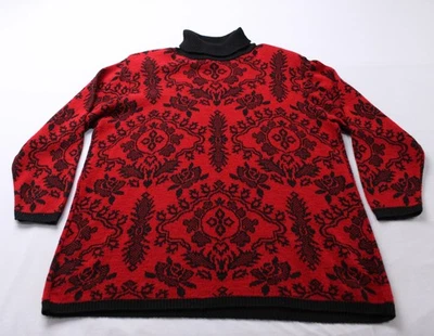 Diane Von Furstenberg Women's Color Authority Turtleneck CG2 Red/Black Large - Image 1 of 4