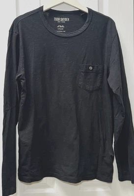 Camiseta Todd Snyder Para Hombre Talla L Negra Bolsillo Cuello Redondo Hecha en EE. UU. Algodón Grande Foto 1 de 4