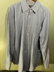Chaps Mens SIZE XL  Collar Long Sleeve Shirt Blue White  Striped - Picture 1 of 11