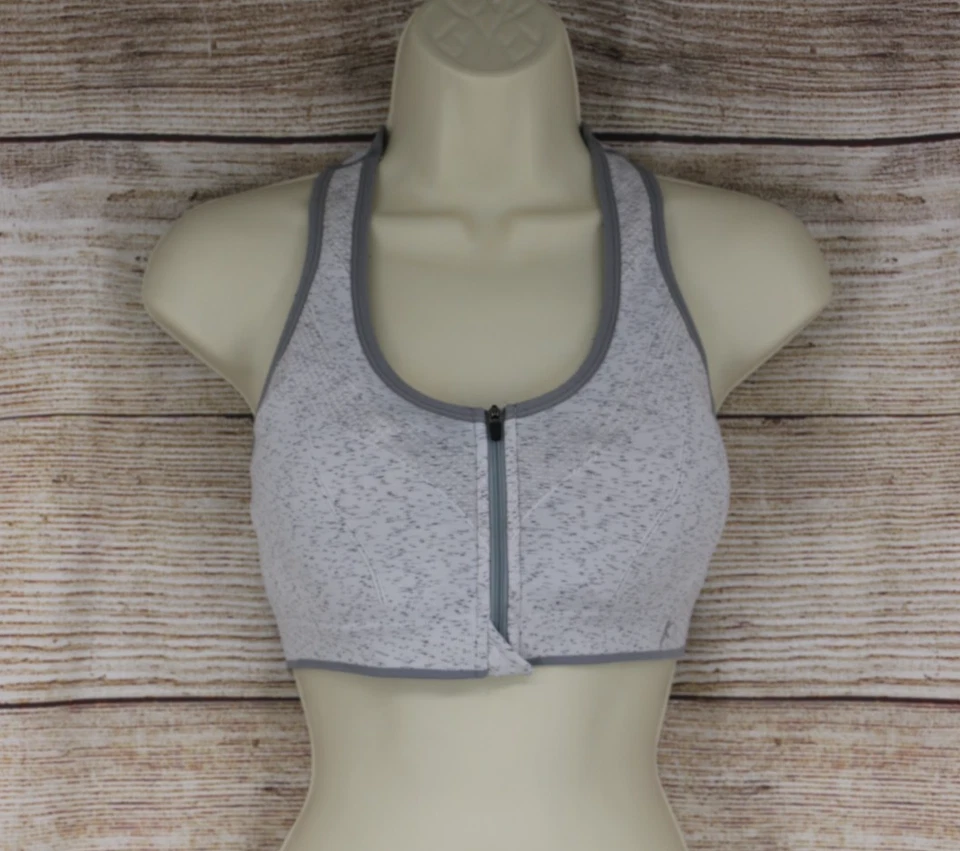 Danskin Now Mujer Talla Grande Cremallera Frontal Acolchado Deportes Gris Bray Foto 1 de 4