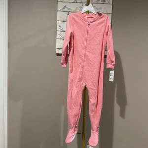Carter's Girls Pink Heart Footed zipper closing pajamas One Piece size 4 NEW - Picture 1 of 5