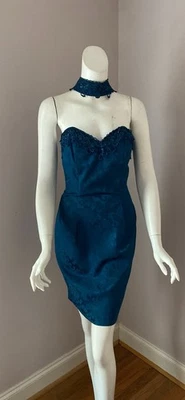 Vestido de fiesta vintage Scott McClintock azul verdoso talla 6 Foto 1 de 4