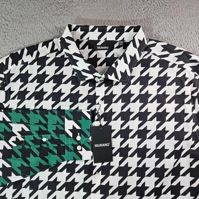 NUEVA Camisa Murano Hombres 3XT Alta Abotonada Estampado Geométrico Blanca Negra Verde Foto 1 de 4
