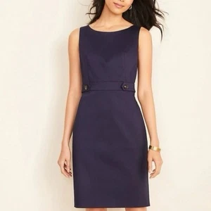 Vestido Vaina Ann Taylor Botón Tab Azul Marino Talla 10 - Imagen 1 de 11