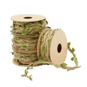 Burlap Leaf Ribbon - Jungle Party, Enchanted Forest Decor (65.6 Ft Total) - Picture 1 of 10