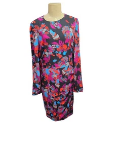 NEW Givenchy Long-Sleeve Ruched Waist Floral Print Dress Size 40 - Picture 1 of 18