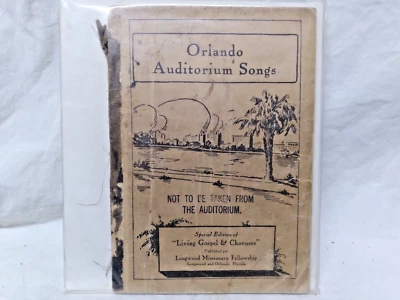 Folleto de himnario de canciones evangélicas del auditorio de Orlando 1915 directorio de la iglesia Foto 1 de 4